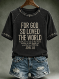Women's Christian John 3:16 For God So Loved The World Cross Short Sleeve T-shirt