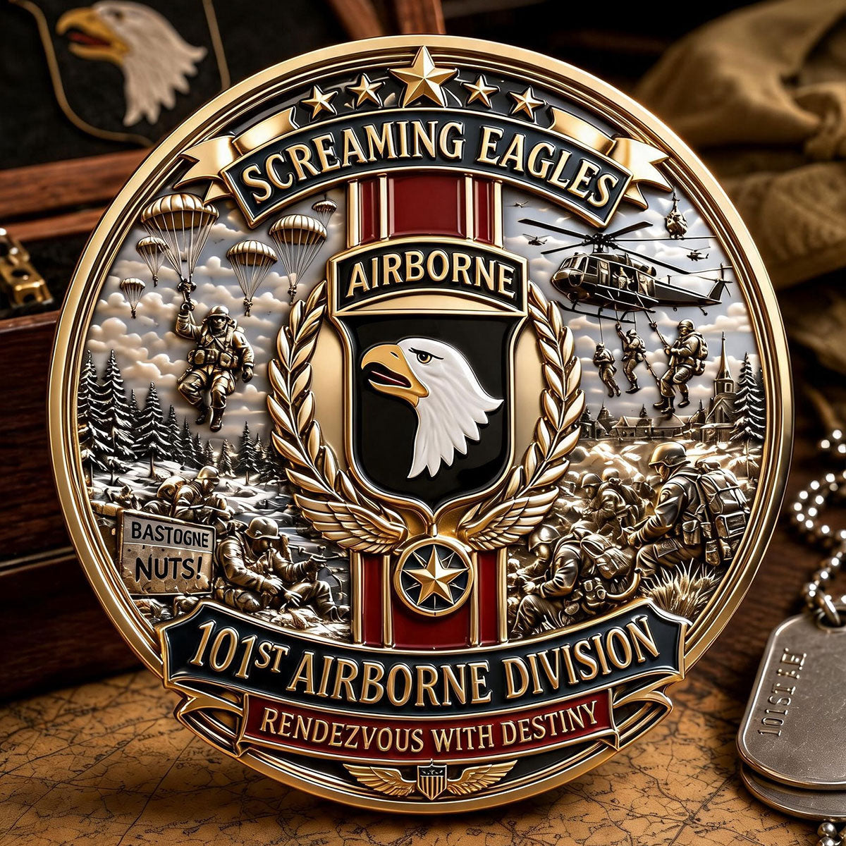 Screaming Eagles 101st Airborne Division Commemorative Metal Medal