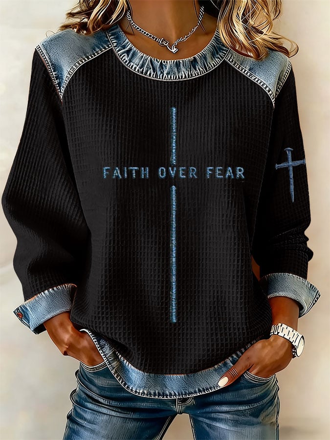 Women's Retro Faith Print Sweatshirt