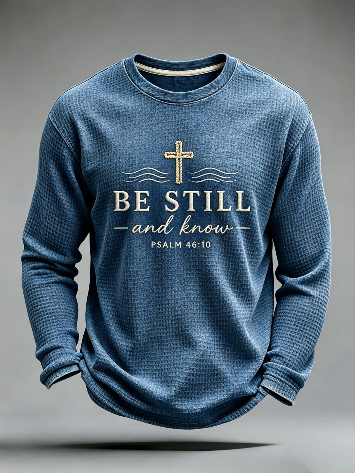 Men's Be Still And Know Psalm 46:10 Printed Waffle-Knit Top