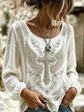 Women's Retro Print Long-Sleeved Top