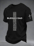 Men's Casual  Christian Blessed Dad Printed Short-Sleeve T-Shirt