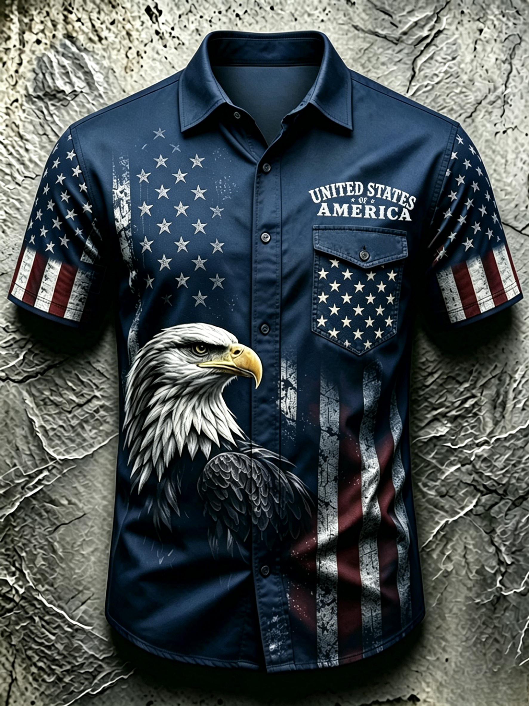 American Star Spangled Banner Commemorative Printed Pocket Shirt