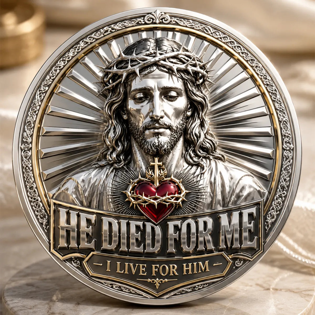He Died For Me, I Live For Him Commemorative Metal Medal