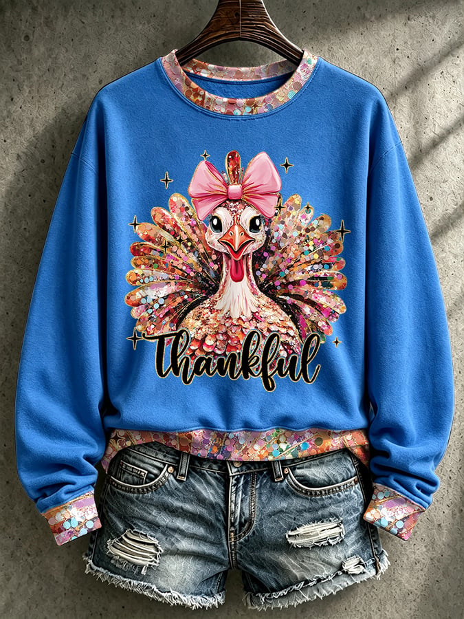 Women's Casual Printed Long-Sleeve Sweatshirt