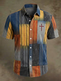 Men's Vintage Faith Faux-Linen Short-Sleeve Shirt