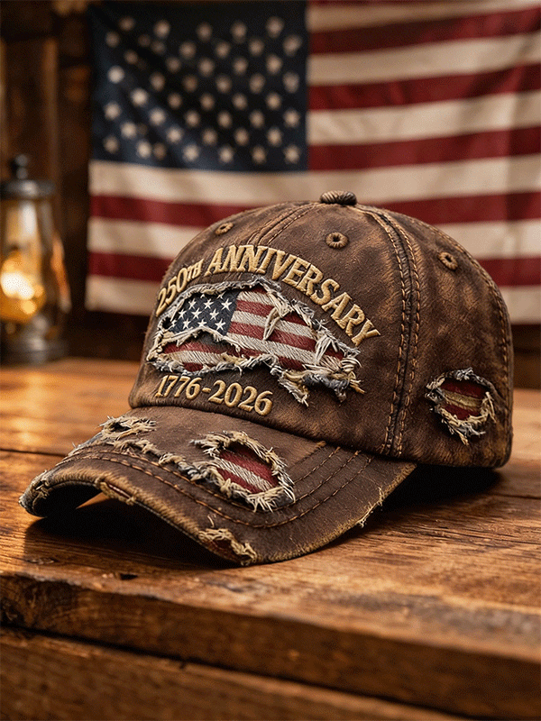Vintage Distressed Denim USA 250th Anniversary Flag Baseball Cap
