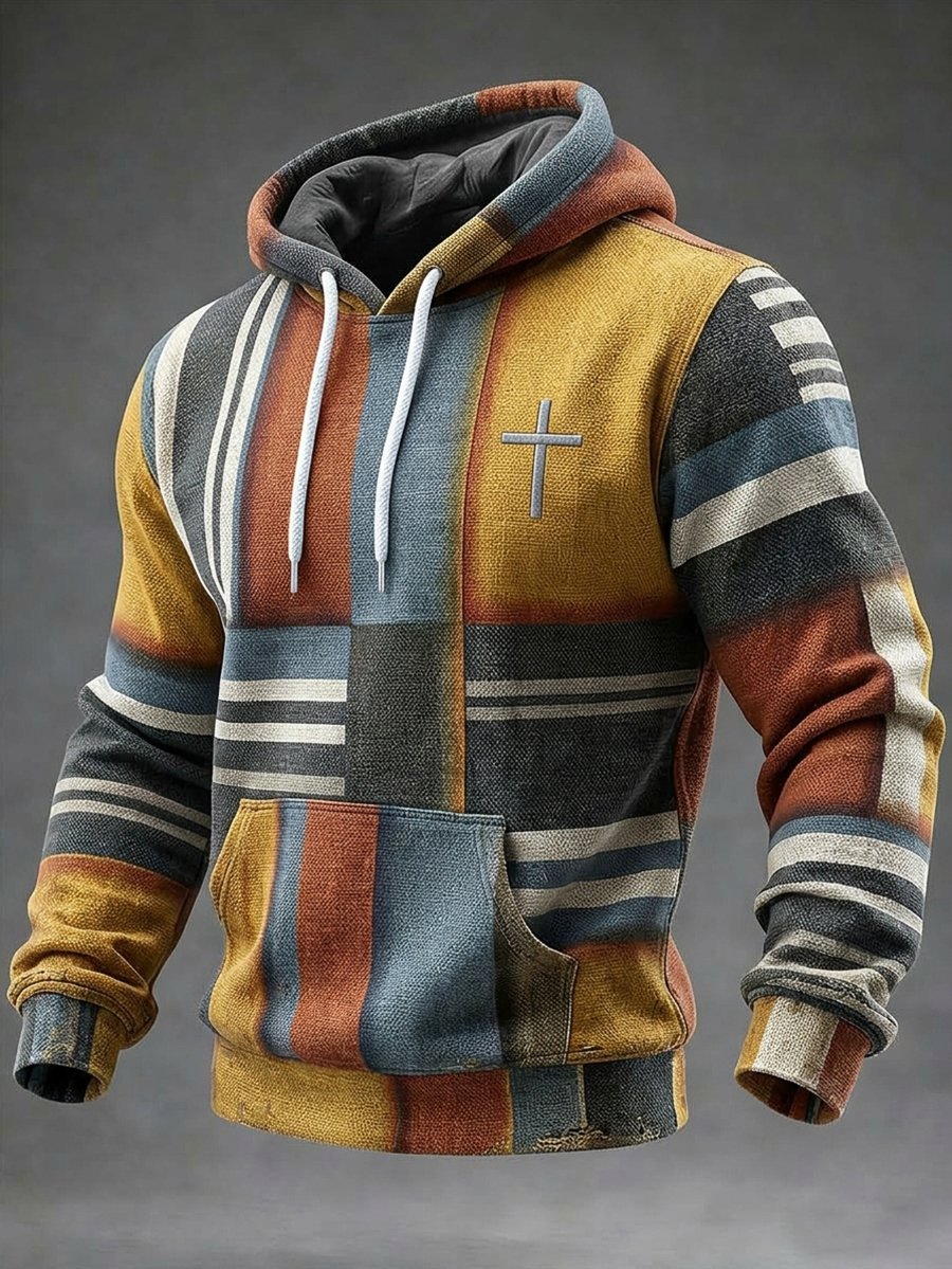 Men's Casual Faith Bauhaus Print Hooded
