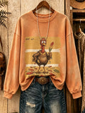 Women's Funny Thanksgiving Turkey Well Shit Featherless Print Sweatshirt