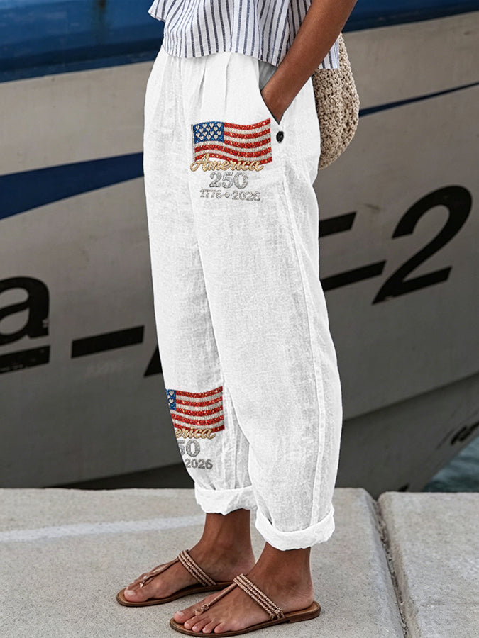 Women'S Flag Printed Casual Pants
