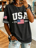 American Commemorative Embroidered Round Neck Top
