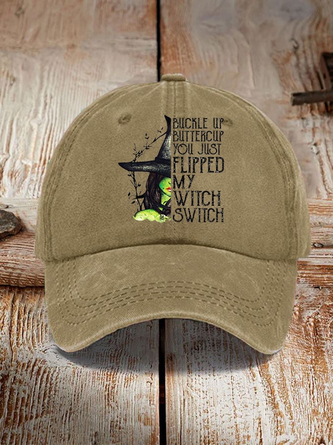Unisex Halloween Buckle Up Buttercup You Just Flipped My Witch Switch Print Hat