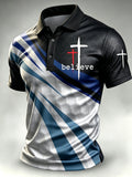 Men's Faith Cross-Print Short-Sleeve Polo Shirt