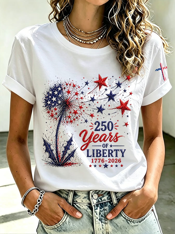 Women's America 250 1776-2026 Freedom  Faith Print T-shirt