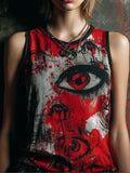 Women's Dark Style Eyes Print Comfortable Vest