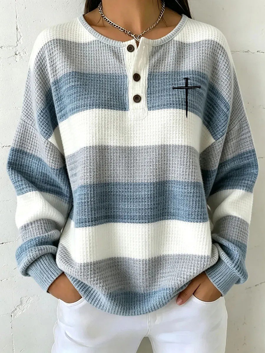 Women's Faith Print Long-Sleeved Knit Top