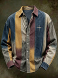 Men's Vintage Geometric Faith Long-Sleeve Shirt