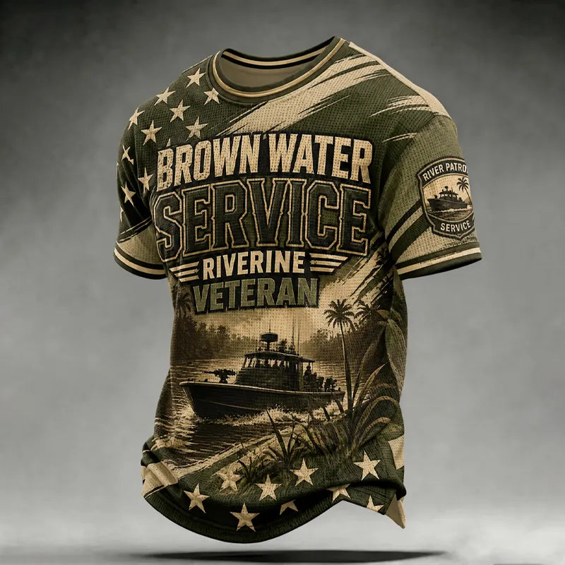 Men's Retro Vietnam Veteran Print Casual T-Shirt