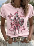 Women's Christian Full Armor Of God Print Casual Tee