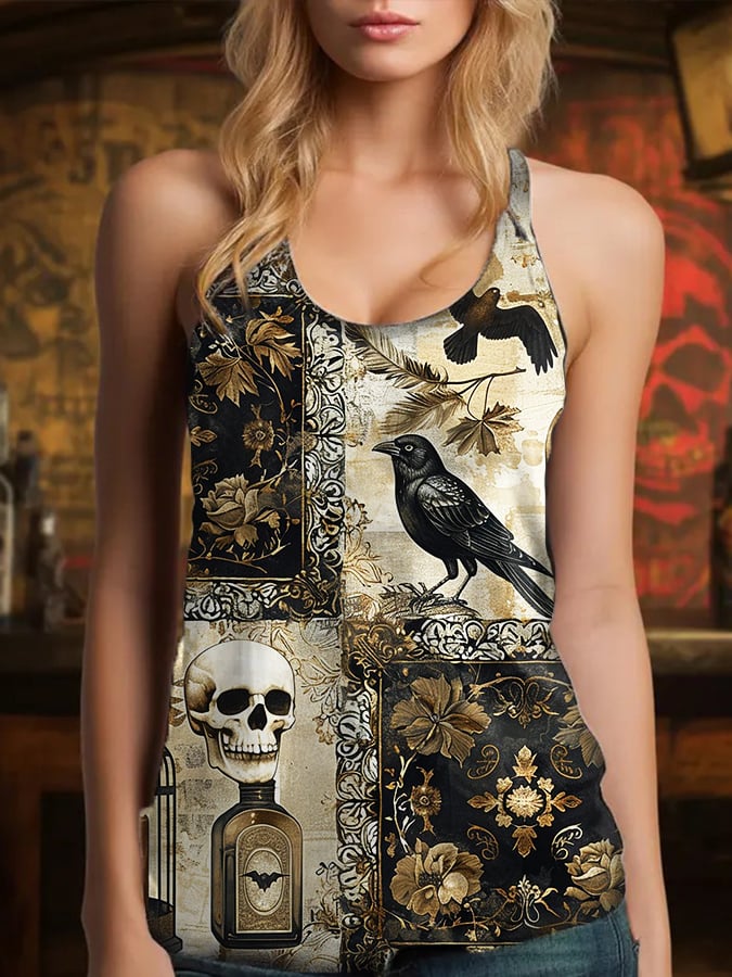 🔥HOT SALE🔥Women's Gothic Dark Print Casual Vest
