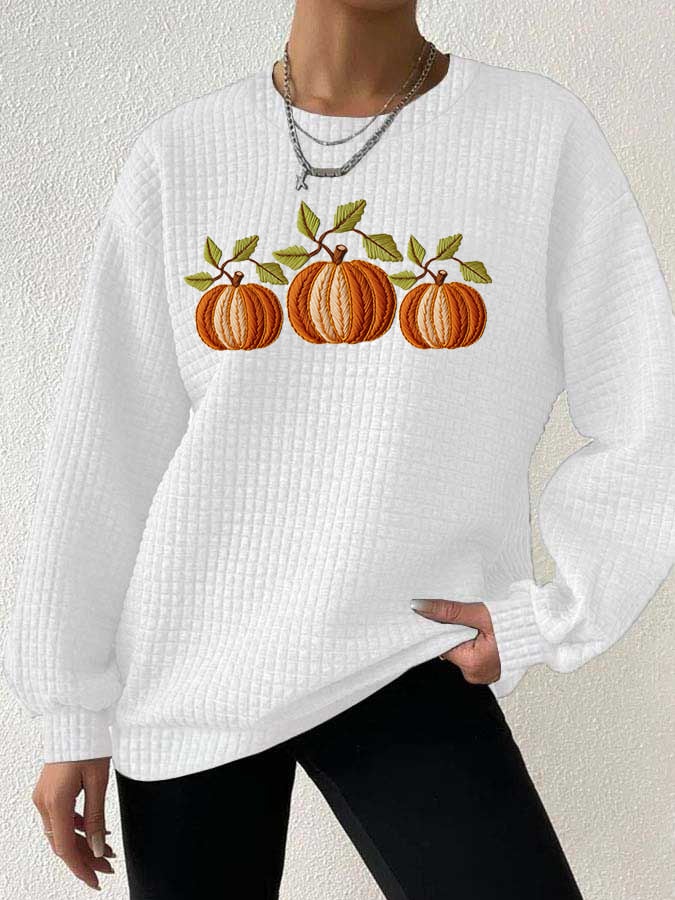 Women's Fall Pumpkin Check Sweatshirt