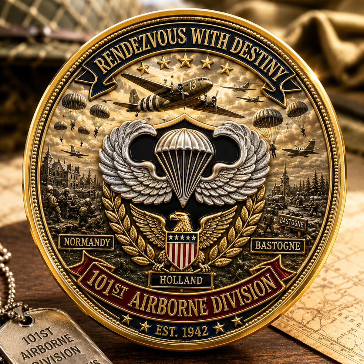 101st Airborne Division Commemorative Metal Medal