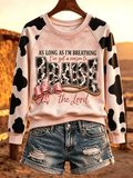 Women's Western Faith Print Raglan-Sleeve Crewneck Sweatshirt