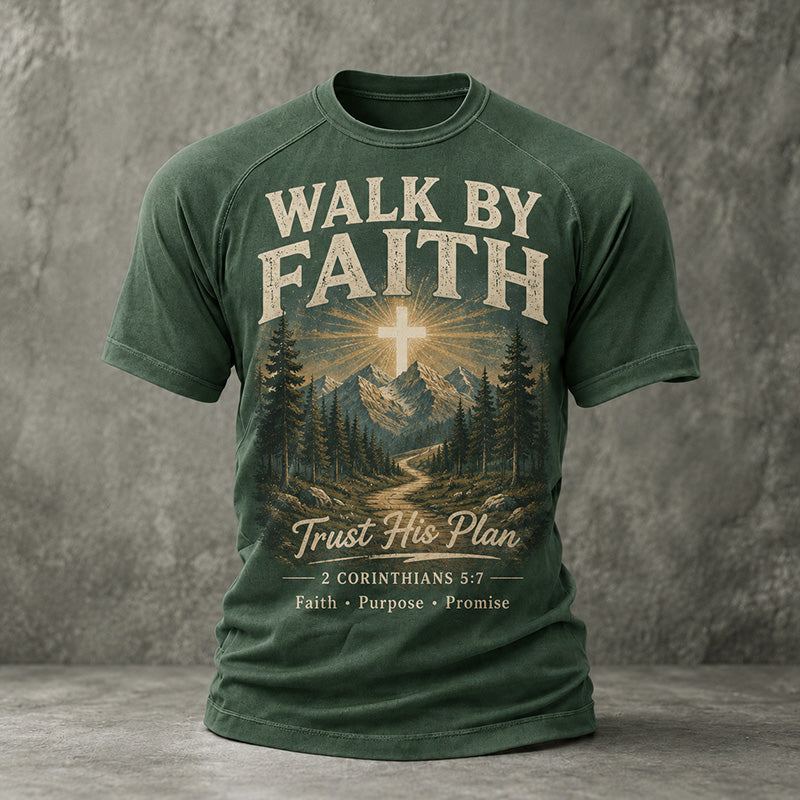Men's Faith Cross Printed Casual T-Shirt