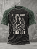 Men's I Found Jesus Still Looking For Bigfoot Print Short-Sleeve T-Shirt