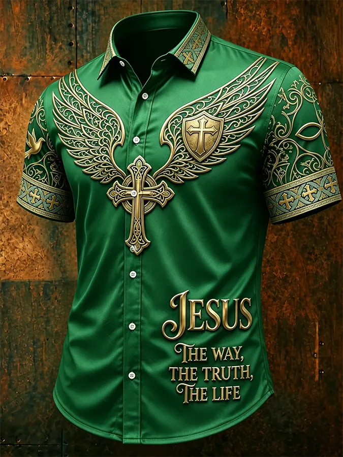 Men's Faith Cross Printed Polo Shirt