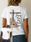 Women's "Jesus Has My Back" Print Crew Neck Short-Sleeve T-Shirt