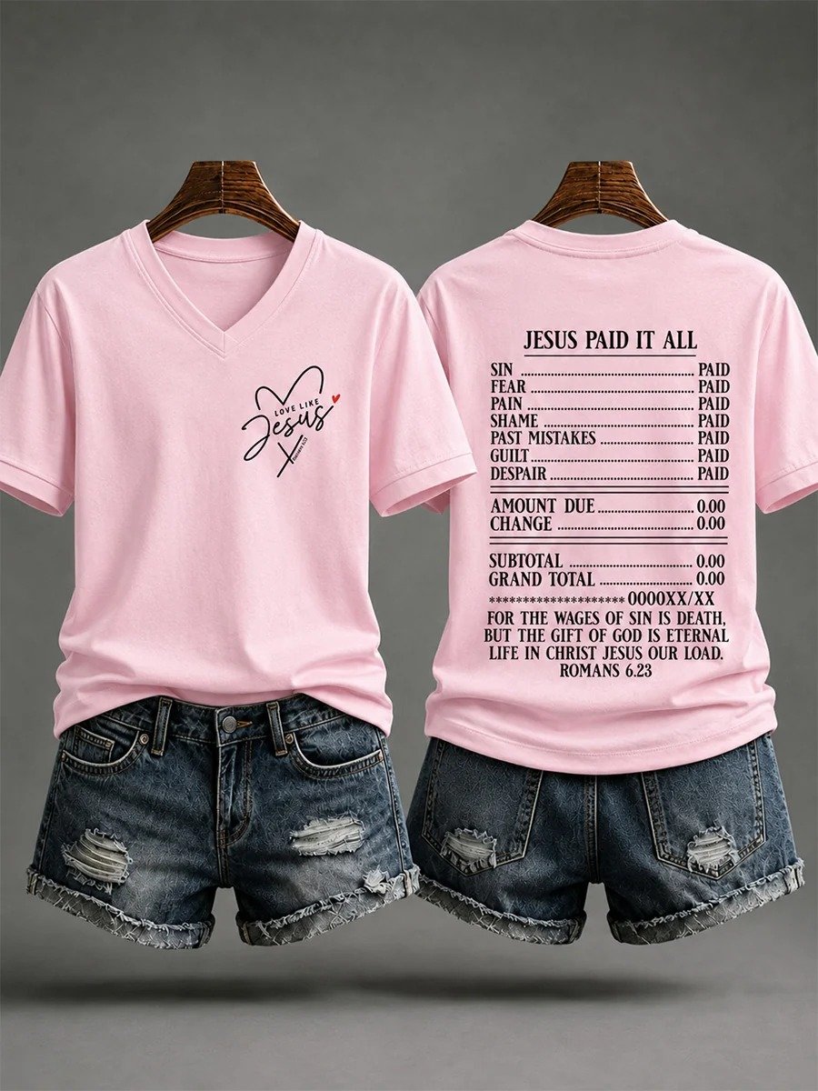 Women's Casual Cross Print T-Shirt