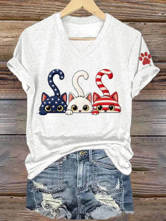 Women's USA 250th American Cat Mom T-shirt