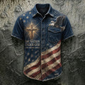 Men's Patriotic Faith Art Printed Casual Shirt