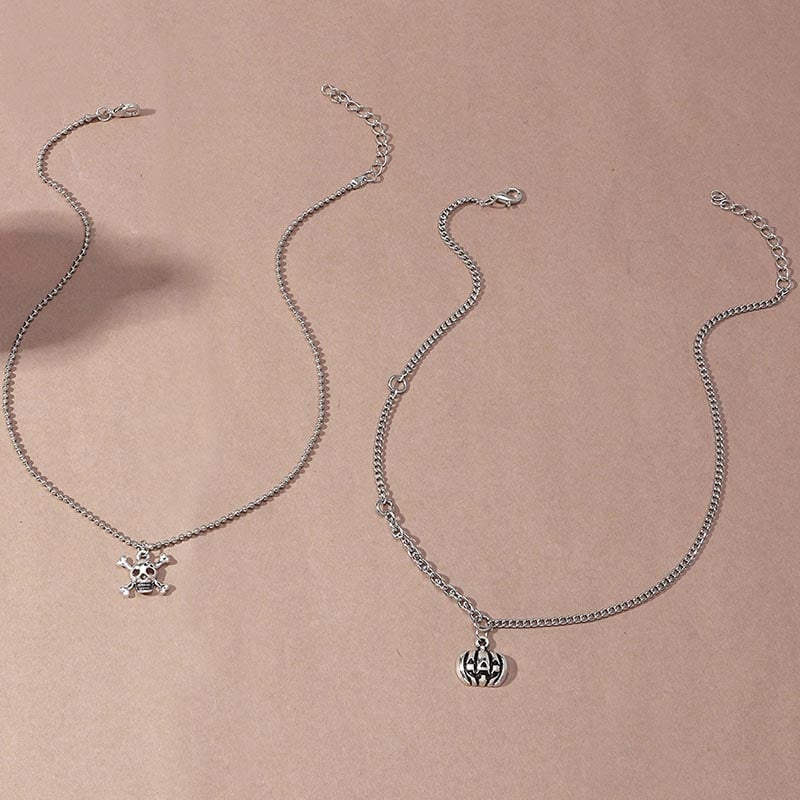 Fashionable And Personalized Creative Stacked Skull Pumpkin Pendant Design Necklace