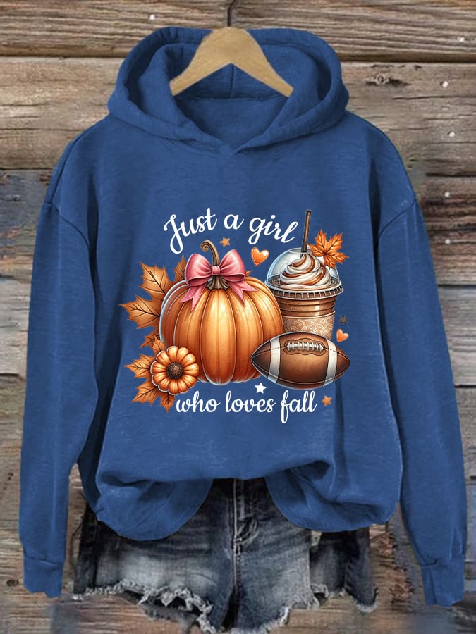 Women's Just A Girl Who Loves Fall Print Hoodie