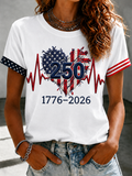 Women'S American Love Printed Round Neck T-Shirt