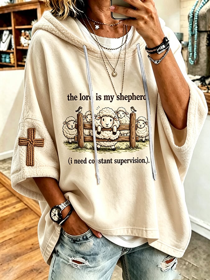 Women's  Retro Christian  Print Top