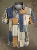 Men's Vintage Faith Faux-Linen Short-Sleeve Shirt