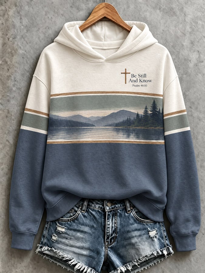 Women's Be Still And Know Psalm 46:10 Printed Sweatshirt