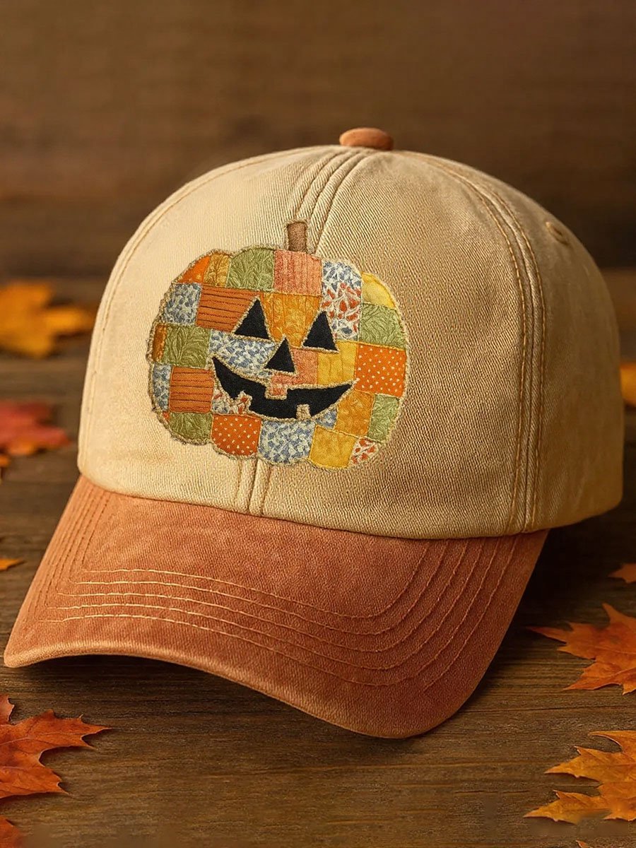 Vintage Pieced Pumpkin Art Print Hat