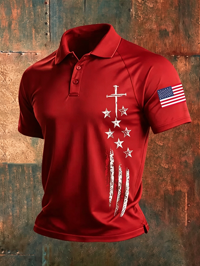 Men's casual waffle Patriot Polo