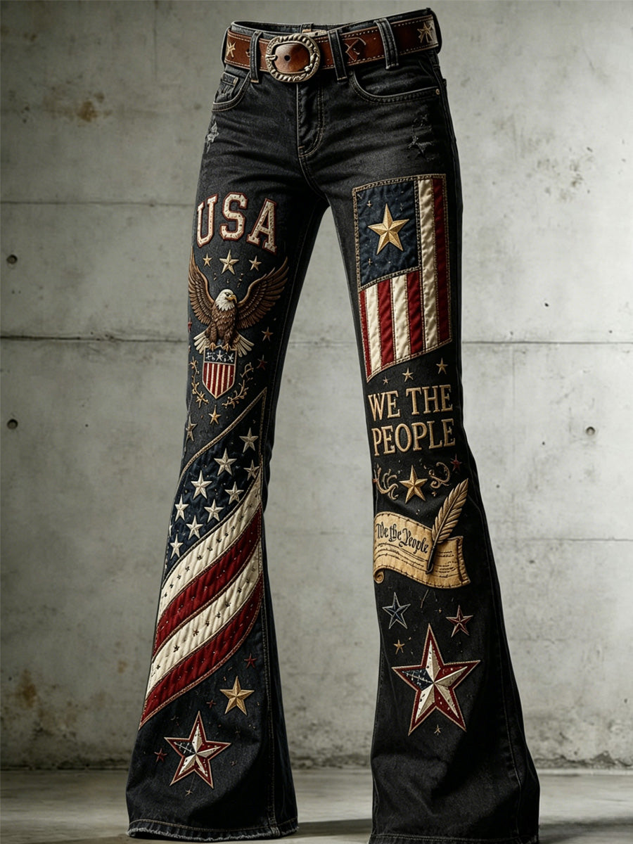 Women's 250th Anniversary Hot Diamond Printed Casual Jeans