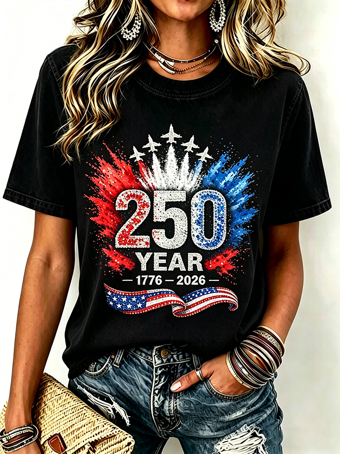 Women'S 250Th Anniversary Printed Casual T-Shirt