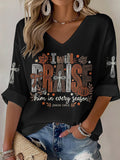 Women's Casual Printed Waffle Top