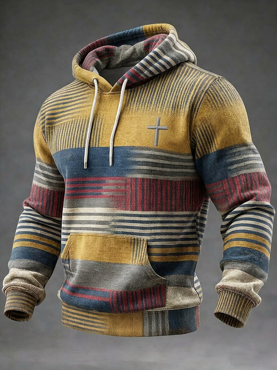 Men's Casual Faith Bauhaus Print Hooded