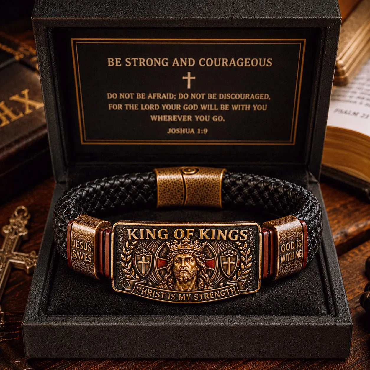 🔥LAST DAY 50% OFF -- ✝️CHRIST IS MY STRENGTH: The Daily Reminder Bracelet for Men of Faith