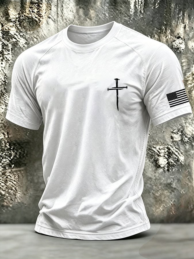 Men's Retro Faith Print Short-Sleeve T-Shirt