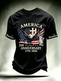 Men'S Casual American 250Th Anniversary Faith Short Sleeved T-Shirt