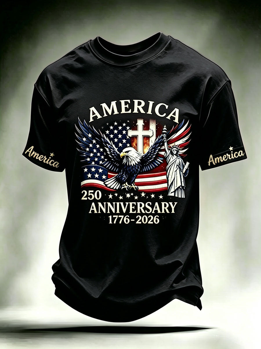 Men'S Casual American 250Th Anniversary Faith Short Sleeved T-Shirt